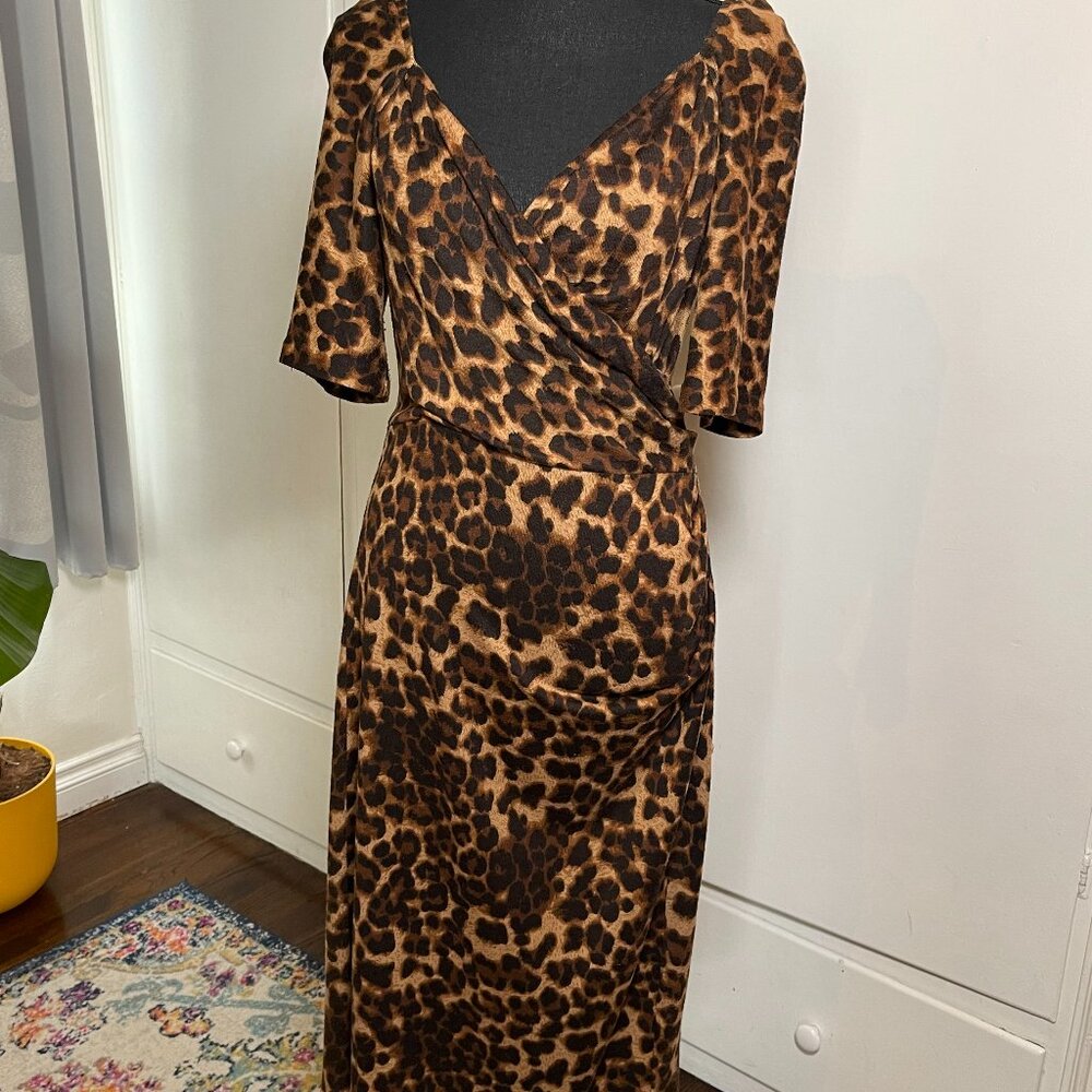 1940's Style STOP STARING Sheba Fitted Leopard Print Dress
